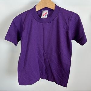 VINTAGE Jerzees Purple Blanket‎ Solid T-Shirt Tee Shirt Unisex Size Small 6-8